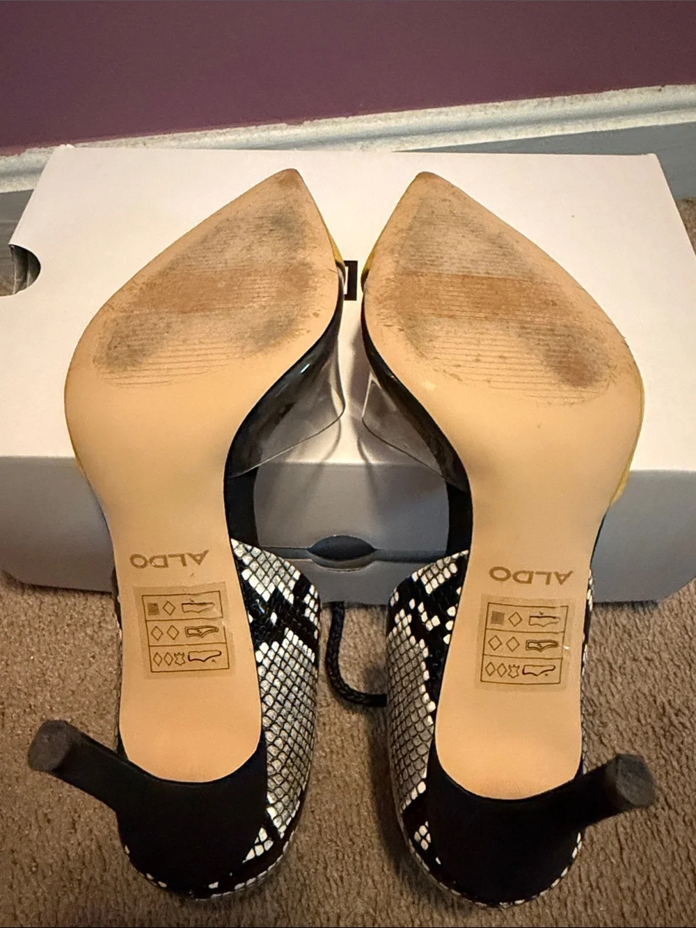 ALDO Yellow Pointed D'Orsay Pumps with Snakeskin-Print Heel - Picture 5 of 6